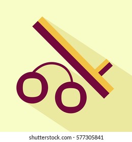 Vector flat stylize police baton and handcuffs icon. Isolated colored icon for logo, web site design, button, app, UI.