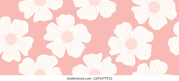 Fondo de verano plano vectorial. Patrón sin inconvenientes con delicadas mareas y fondo rosado. Impresión floral. Ideal para el diseño de textiles, postales, salvapantallas, cubiertas y carteles.