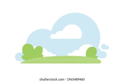 Vector flat summer landscape icon with green field.