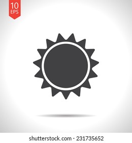 Vector flat  sun icon  isolated on white. Eps10