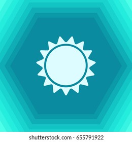 Vector flat sun icon on hexagonal background 