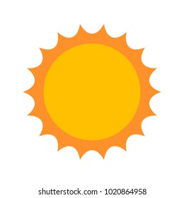 Vector flat sun. Summer pictogram. Isolated on white background. Flat template illustration for app, web icon logo. Without shadow. Simple sun icon flat design. High quality. 2018 trend. 
