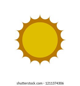Vector flat sun. Summer pictogram. Isolated on white background. Flat template illustration for app, web icon logo. Without shadow. Simple sun icon flat design. High quality. 2018 trend. 