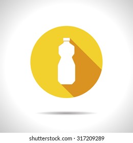 Vector flat sunflower oil bottle template on color circle 