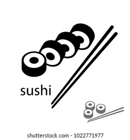 Vector flat sushi icon illustration Logo of Asian Street Fast Food Bar or Shop, Sushi, Maki