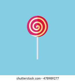 Vector flat swirl lollipop icon. Food illustration