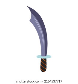 Vector flat sword. Cartoon pirate blade 