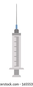 Vector flat syringe icon. Medical equipment picture isolated on white background. Healthcare, research and laboratory concept. Health check or treatment clip art