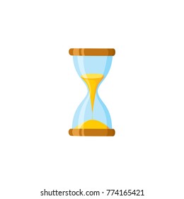 vector flat table simple vintage sand hourglass, sandglass clock icon for your design. Isolated illustration on a white background.