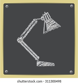 Vector flat table-lamp icon on school blackboard