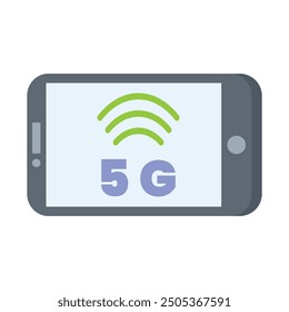 Vector flat tablet phone with 5G symbol icon. Tablet mockup with blank white screen and high speed wifi or wireless network logo, mobile gadget in flat style.