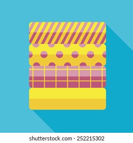 Vector flat tailor button icon on blue background with long shadow. Tailor sing. Eps10