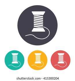 Vector flat tailor thread bobbin icon with set of 3 colors 