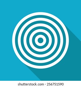 Vector flat target icon isolated on blue background. Eps10