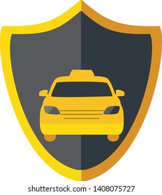 Vector flat taxi logo isolated on white background. Car face icon silhouette. Auto logo template. Taxi service brand design. 