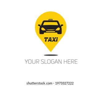 Vector flat taxi logo isolated on white background. Taxi service brand, taxi icon, taxi logo concept. Car face icon silhouette.