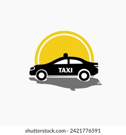 Vector flat taxi logo isolated on white background. Car face icon silhouette. Auto logo template. Taxi service brand design.