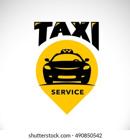 Vector flat taxi logo isolated on white background. Car face icon silhouette. Auto logo template. Taxi service brand design.