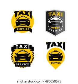 Logo de taxi plano vectorial aislado en fondo blanco. Silueta de icono de la cara del auto. Plantilla de logotipo automático. Diseño de la marca de servicio de taxis.