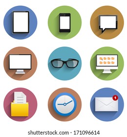 vector flat technology icon set on white background. Eps10