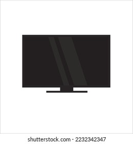 Televisión plana vectorial en negro sobre fondo blanco.