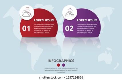 Vector flat template circle infographics. Business concept with 2 options and parts. Two steps for content, flowchart, timeline, levels, marketing, presentation, graph, diagrams, slideshow