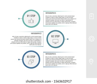 Vector flat template circle infographics. Business concept with 3 options and parts. Three steps for content, flowchart, timeline, levels, marketing, presentation, graph, diagrams, slideshow
