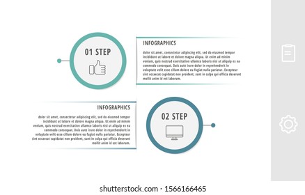 Vector flat template circle infographics. Business concept with 2 options and parts. Two steps for content, flowchart, timeline, levels, marketing, presentation, graph, diagrams, slideshow