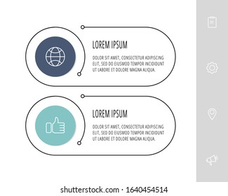 Vector flat template circle infographics. Business concept with 2 options and parts. Two steps for content, flowchart, timeline, levels, marketing, presentation