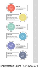 Vector flat template circle infographics. Business concept with 6 options and parts. Six steps for content, flowchart, timeline, levels, marketing, diagrams, slideshow