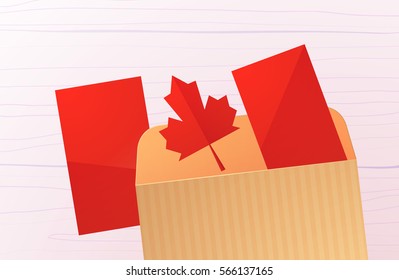 Vector flat template with the envelope and Canadian flag.Eps 10