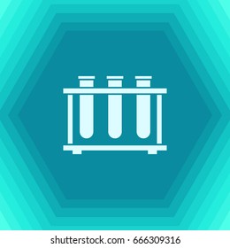 Vector flat test-tube icon on hexagonal background 