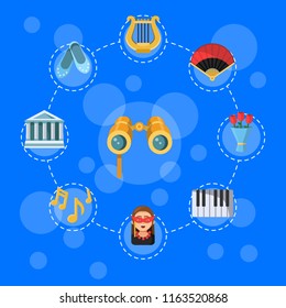 Vector flat theatre icons info graphic page banner for web concept illustration