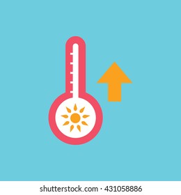 Vector Flat Thermometer. Summer Hot Temperature Icon