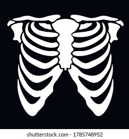 vector flat, thorax of skeleton,stencil