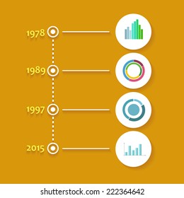 Vector flat timeline infographic design with diagram icons