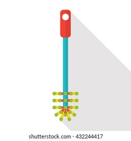 Vector flat toilet brush icon on white background