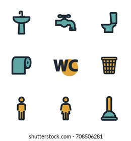 Vector flat toilet icons set on white background
