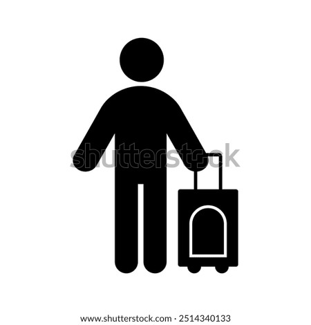 Vector Flat Tourist Icon with Travel Bag on White Background. Man Traveling Solid Symbol for Web, App and Infographic. 
