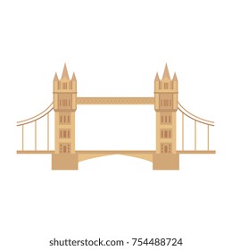 vector flat Tower Bridge of London icon isolated. United kingdom, great britain, national english traditional symbol, architecture landmark building. Isolated illustration on a white background.