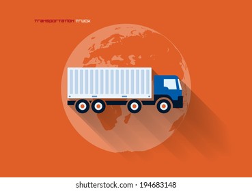 Vector flat transportation concept icon illustration. Truck.