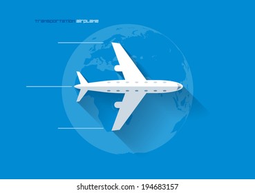 Vector flat transportation concept icon illustration. Airplane.