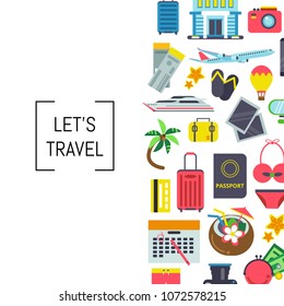 Vector flat travel elements background illustration with place for text