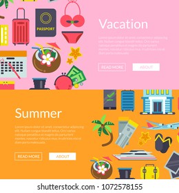 Vector flat travel elements banners illustration