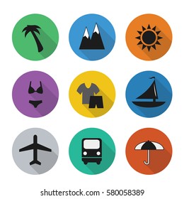 Vector flat travel icons. Set.