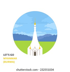 Vector flat travel info icon about Myanmar (Burma)