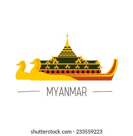 Vector flat travel info icon about Myanmar (Burma) 