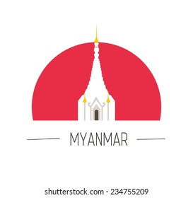 Vector flat travel info icon about Myanmar (Burma)