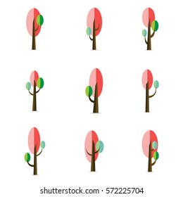 vector flat of tree various set collection stock
