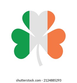 Vector flat trefoil with Ireland flag isolated on white background